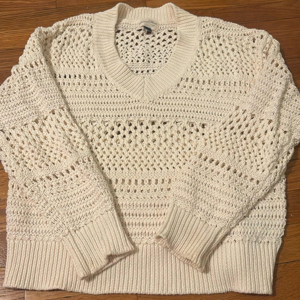 cream open knit sweater